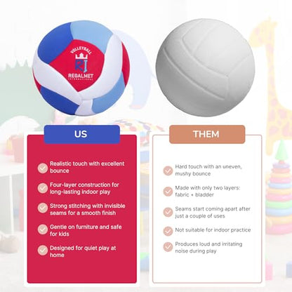 Indoor Volleyball – Super Soft, Pain-Free Play – Kids Indoor Volleyball Ball with Realistic Feel & Bounce – No-Sting Volleyball for Kids Indoor Practice