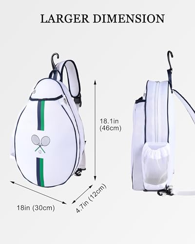 Rejolly Tennis Racket Sling Bag for Women Men Quilted Water Resistant Racquet Cover One Shoulder Crossbody Bag for 2 Tennis Rackets, Pickleball Paddles, Badminton Racquet - color: Blue Green