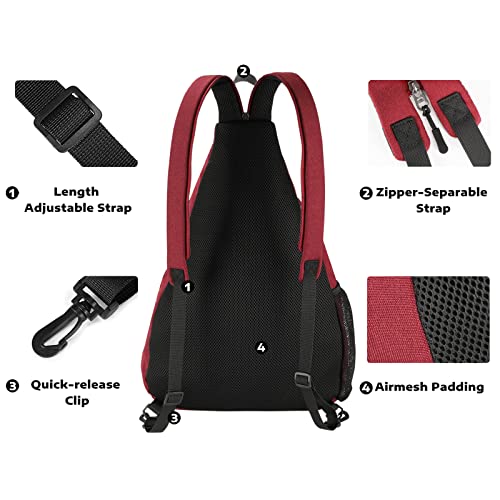 A11N SPORTS Pickleball Bag, Reversible Crossbody Sling Bag/Backpack for Women Men - color: Burgundy