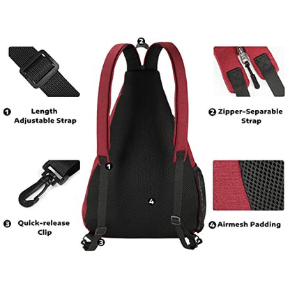 A11N SPORTS Pickleball Bag, Reversible Crossbody Sling Bag/Backpack for Women Men - color: Burgundy