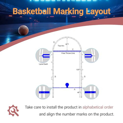 Reusable Basketball Court Stencil Kit for Concrete, Basketball Court Marking Kit, Plastic Material, Sun-Resistant NOT Paper Board, Durable,Can be Used More Than 20 Times. (Free Throw Line) - style: FREE THROW LINE
