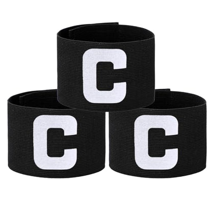 3PCS Captain Armbands, 7x33 Cm/2.75x13 Inch Black Soccer Captain Armband Adjustable Leader Armband Team Sport Armband Football Rugby Basketball Player Band for Adult Youth Soccer Volleyball Team