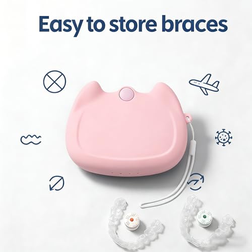 Silicone Retainer Case with Lanyard, WINDSIUUU Portable Cute Travel Retainer Holder Braces Aligner Case with Vent Holes Aligner Retainer Cases for Girls Women Kids Travel Denture Night Guard Container - color: Pink