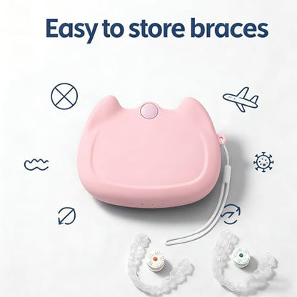 Silicone Retainer Case with Lanyard, WINDSIUUU Portable Cute Travel Retainer Holder Braces Aligner Case with Vent Holes Aligner Retainer Cases for Girls Women Kids Travel Denture Night Guard Container - color: Pink