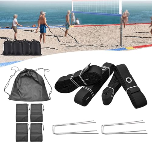 Beach Volleyball Lines for Sand Marking Lines Set (8M 16M Length) for Beach Party, Black