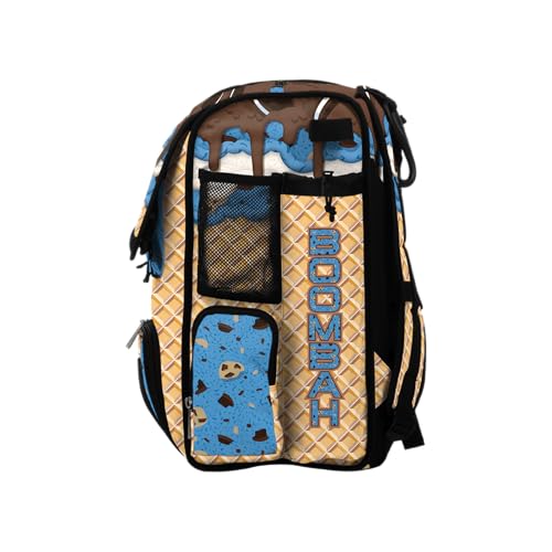 Boombah Mini Superpack Baseball Bat Bag – Youth Softball Gear Backpack – Ice Cream Multi Color – 8"x12.5"x18" (Monster Cookie) - color: Monster Cookie