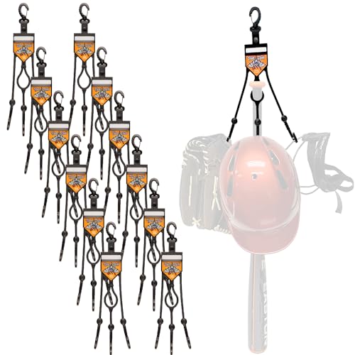 Pro - Dugout Gear Hanger - The Dugout Organizer - for Baseball and Softball to Hold Bats, Helmets and Gloves - color: 12 Pack - Black