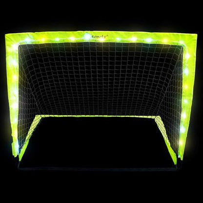Aoneky 4x3ft LED Light Up Soccer Goal - Glow in The Dark Pop-up Soccer Net