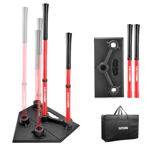 Heavy Duty Baseball and Softball Portable Travel Batting Tee.Adjustable 5-Position Baseball and Softball Batting Tee.Hitting Tee for Any Age Player Baseball - color: Red Five Position-2Tube