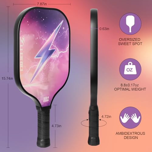 Pickleball Paddles Set of 2 Paddles 4 Balls and 1 Bag Pickleball Set 16MM Fiberglass Pickleball Paddle for Men Women, Pickleball Gifts for Women/Men Friends Family Lovers