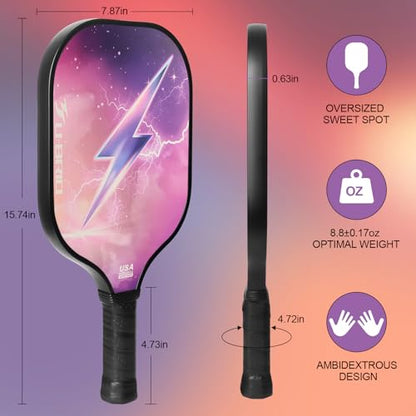 Pickleball Paddles Set of 2 Paddles 4 Balls and 1 Bag Pickleball Set 16MM Fiberglass Pickleball Paddle for Men Women, Pickleball Gifts for Women/Men Friends Family Lovers
