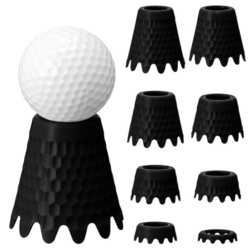 8 Pack Golf Simulator Tees, TPU Golf Tees 1/4"-2" Height, Durable Practice Tee for Indoor Outdoor Winter Training, Driving Range & Turf Mats - color: Black