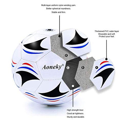 Aoneky Soccer Ball with Pump - color: 1 Pack with 1 Pump - White/Black/Blue/Red, size: 3