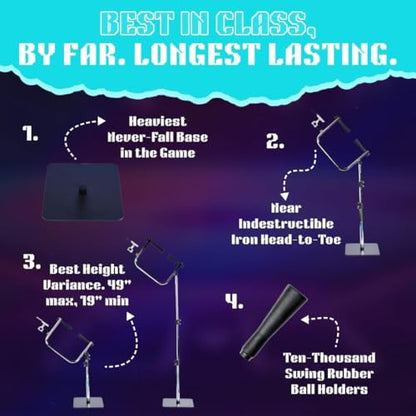 Attack Tee – Baseball & Softball Batting Swing Trainer | Adjustable Hitting Trainer 19-49" | iOS Swing Path Batting Tee