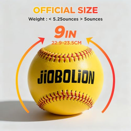 Official Size & Weight Baseball for Training - Synthetic Leather Cover with Cork Rubber Core | Red, Yellow