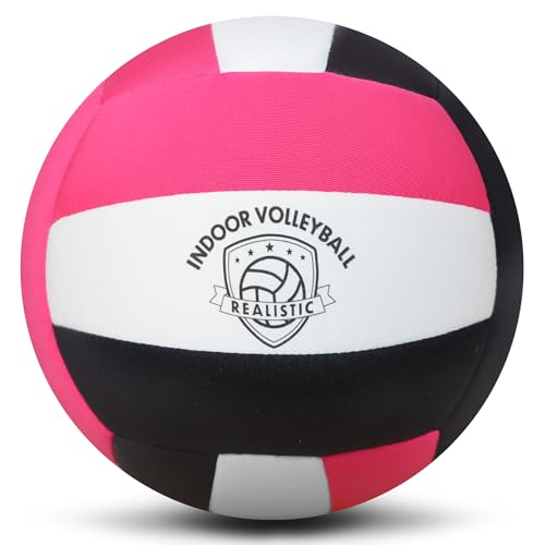Soft Indoor Volleyballs for Girls Youth Beginners Trainer Fabric Light First Learning Volleyballs Safe Quiet Practicing Inside the House Birthday Easter Gifts - color: Pink