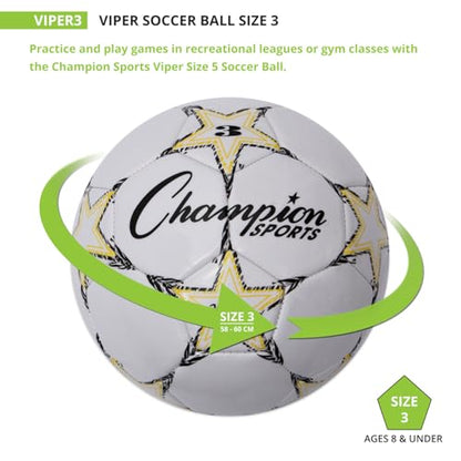 Champion Sports Viper Soccer Ball – TPU Soft-Touch Training Ball in Sizes 3,4,5 for Indoor/Outdoor Play