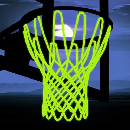 Nightlight Basketball Net, Basketball Net Outdoor,12 Loops Heavy Duty Suitable for Outdoor Standard Basketballs Hoop （Fruit Green）