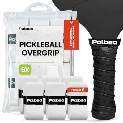 Pickleball OverGrip Tape - Pack of 3/6/12/22/60 - Extra Tacky White Pickleball Grip Tape - High Sweat Absorption & Non-Slip Soft Touch. Accessories Designed to Enhance Your Pickleball Paddle Grip Tape - style: 6-pack White