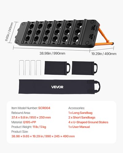 VEVOR Upgrade Soccer Rebounder Board, Mult-Adjustable Angles Portable Soccer Rebound Wall, Foldable Kickback Board, Soccer Practice Equipment, Ideal for Kids and Adults Passing & Shooting Drills - size: 37.4" x 9.8"