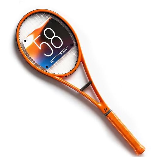 58 sq in Sweet Spot Trainer Tennis Racket, Precision Contact Training Racquet for Cleaner Hits, Timing and Control, Ball Machine and Repetition Practice, Match-Transfer Training Racket - color: Ember