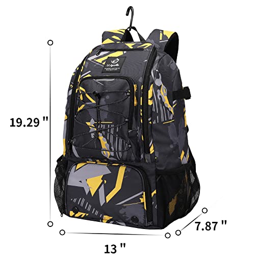 Sports Baseball&Softball Bat Bag For Youth｜Adults, Baseball Equipment Backpack Bag with Shoe Compartment,Fence Hook,Holds Bat, Helmet, Glove - color: Mix Yellow