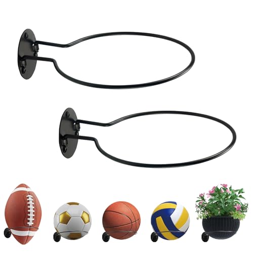 Wall Mount Ball Display Rack, Sports Ball Storage Holder for Basketball, Football, Soccer, Volleyball Collection,Sports Accessories Organizer - size: 2PCS