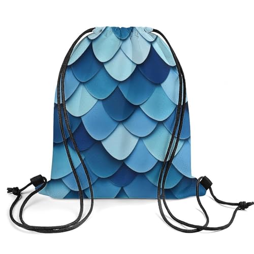 Sports Drawstring Bag Gym Sackpack Waterproof String Backpack for Running Training Fitness Men Women Unisex, Mermaid Fish Scales Bags - color: Picture (1017)