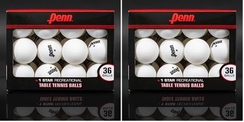Penn 40mm 1-Star White Ping Pong Balls, Box of 36 Official Tournament Size Table Tennis Balls - size: 40mm (Pack of 2)