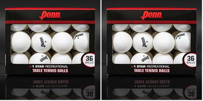 Penn 40mm 1-Star White Ping Pong Balls, Box of 36 Official Tournament Size Table Tennis Balls - size: 40mm (Pack of 2)