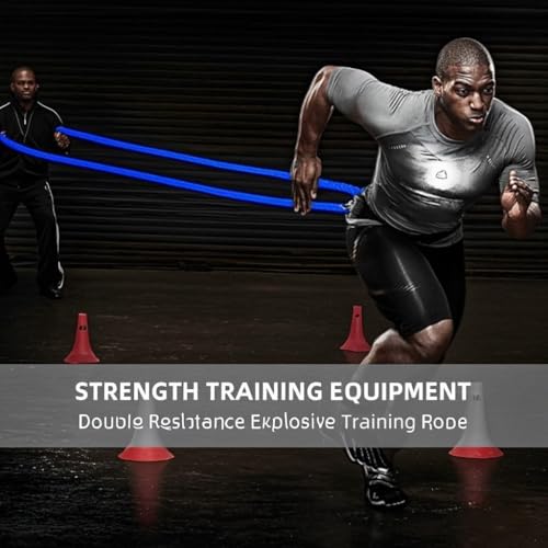 Resistance Speed Training Set, 8pcs Exercise Explosive Force Bounce Physical Equipment Double Rope Improve Agility Power Strength for Jumping Basketball Tennis Football Volleyball - color: Blue-6.6ft