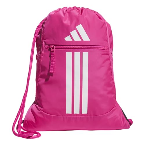adidas Alliance Sackpack – Drawstring Backpack for Sports, Small Gym Bag - color: Team Shock Pink 2/White/3