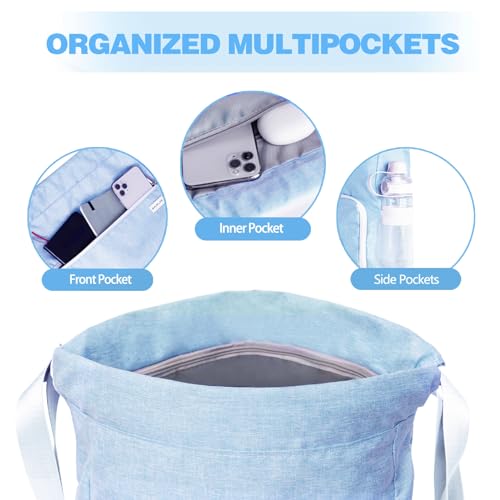 BAVELOE Drawstring Backpack with Wet Pocket & Shoe Compartment, Water-Resistant Sports Gym Swim String Bag for Women Men(Sky Blue) - color: Sky Blue
