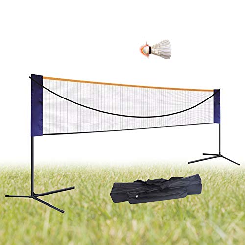 Foldable Badminton Net Set, Adjustable Width (20ft/17ft/12.6ft), Adjustable Height(2.5ft/4.1ft/5.1ft), Portable Badminton Net for Outdoor Indoor