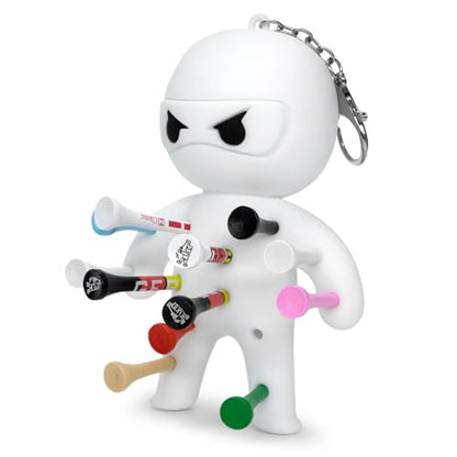 Golf Tee Holder, Ninja Portable Funny Golf Tees Holder Keychain Golf Gift Golf Accessories for Men & Women - color: White