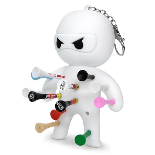 Golf Tee Holder, Ninja Portable Funny Golf Tees Holder Keychain Golf Gift Golf Accessories for Men & Women - color: White