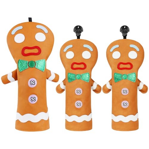 Funny Golf Club Head Cover Driver Headcover Fairway Wood Headcover Hybrid Club Head Cover Brown Monster Cookie - style: 3PCS(1.F.F)