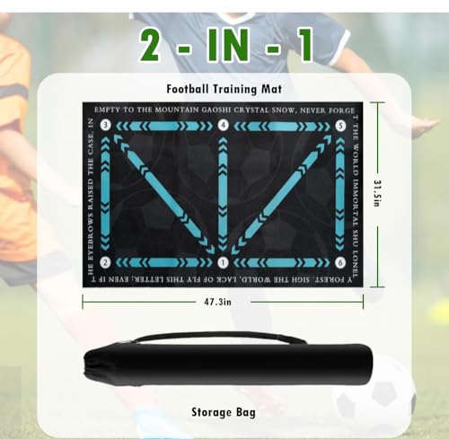 Pro Agility Soccer Mat with Video Training | 47"x32" Soccer Training Mat for Ball Mastery & Quickness | Non-Slip Footwork Skills Mat for Home/Gym | All Ages 5-65+ Training Equipment Kit - style: SOCM01