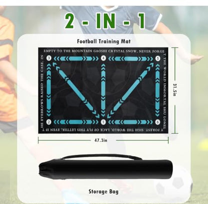 Pro Agility Soccer Mat with Video Training | 47"x32" Soccer Training Mat for Ball Mastery & Quickness | Non-Slip Footwork Skills Mat for Home/Gym | All Ages 5-65+ Training Equipment Kit - style: SOCM01