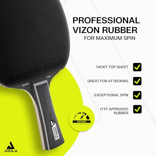 JOOLA Duo Pro Ping Pong Paddles Set of 2 - Professional Table Tennis Paddles, Three Advanced 3 Star Tournament Ping Pong Balls and Carrying Case - Advanced Table Tennis Rackets - color: Black