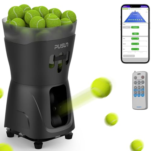 PT Mini Pro Tennis Ball Machine - Portable Smart Trainer for Beginners, 65+ Ball Capacity, 3-5H Battery Life, Adjustable Ball Speed & Angle, APP & Remote Control - color: Blakc