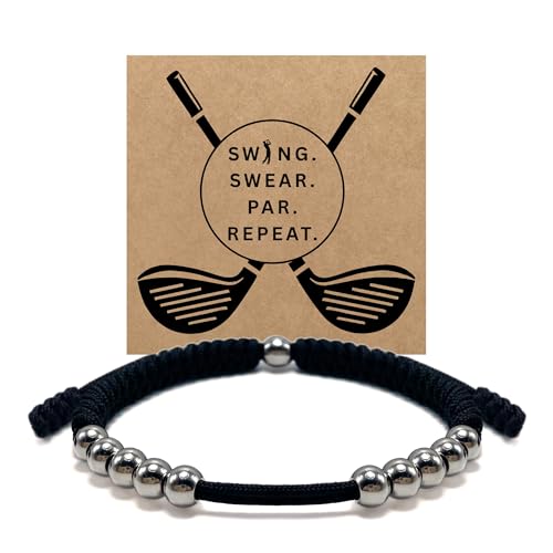 Premium Golf Stainless Steel 10 Bead Score Counter Bracelet, Golf Stroke Count Bracelet, Resizable Easy Adjust Golf Round Scoring Tracker, Durable Stylish Golf Accessory - style: Black