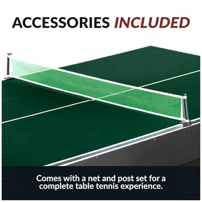 Hathaway 9 ft Quick Set Table Tennis Conversion Top – Regulation Sized, Foldable, Durable Engineered Surface, Protection Pads – Indoor Ping Pong Table Topper for Pool Table w/Net & Posts
