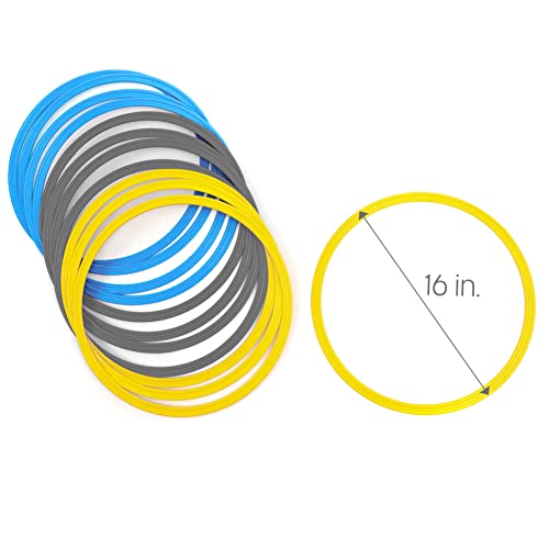 Speed & Agility Training Rings - Set of 12 by Trademark Innovations - color: Yellow/Blue/Gray