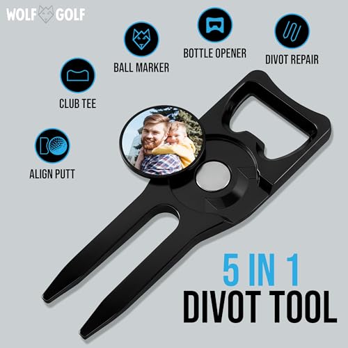 Wolf Golf Towels Custom Divot Repair Tool | 5-in-1 Premium Divot Tool with Ball Marker | Golf Gifts for Men & Women | Golf Accessories for Men & Women