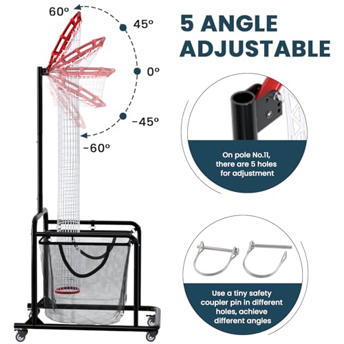 Volleyball Setter Training Equipment – Adjustable Height & Angle, Precision Target Cloth for Accurate Setting, Portable with Wheels, Ball Storage Net Bag Skill Levels