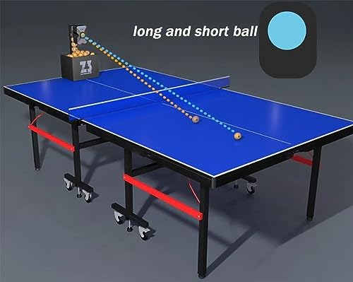 Ping Pong Robot Machine, Ping Pong Tennis Ball Launcher with Remote Control, 4-40 M/S Can Hold About 100 Balls, Penalty Kick, Forehand and Backhand Practice, for Home School Practicing