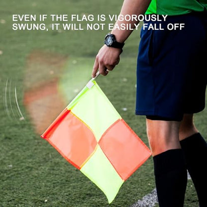 redgino Soccer Referee Kit 2 Pcs Checkered Linesman Soccere Flags, Red Yellow Ref Cards with Notebook and Pencil,Coach Stainless Steel Whistles with Storage Bag