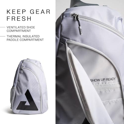 JOOLA Everyday Sling Bag - Lightweight Pickleball Backpack Holds 2 Paddles - Crossbody Bag with Bottle Pocket & Carabiner - color: Gravity Gray