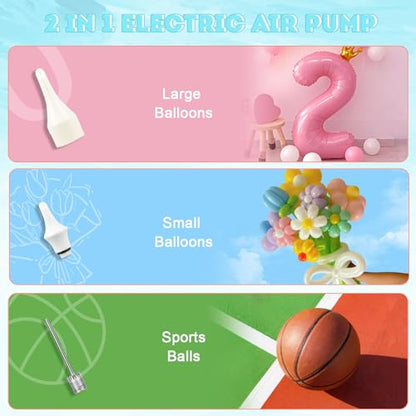 Balloon Pump Electric Air Pumps, 2-in-1 Electric Air Balloon Pump，Balloon Inflator for 260q,Foil, Latex Balloons and Sport Balls - style: Sky Blue with Battery